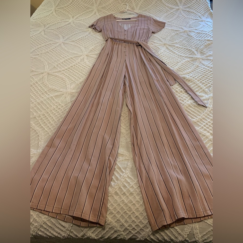 One Clothing Mauve Striped Jumpsuit